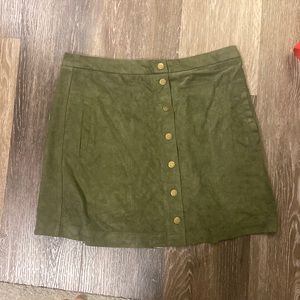 Suede olive mini skirt